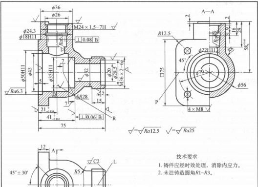 想象閥體零件的立體圖，如圖所示。